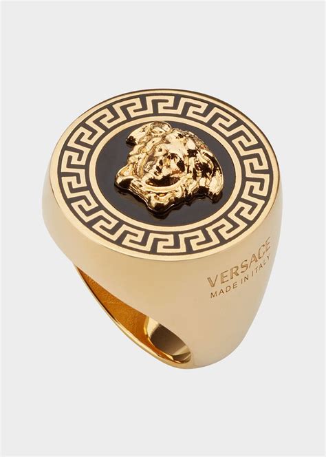 a ring from iraq with the versace logo and enamel|Versace rings.